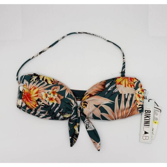 NEW Bikini Lab Tropical bandeau bikini‎ top, Teal, Medium - Picture 4 of 11